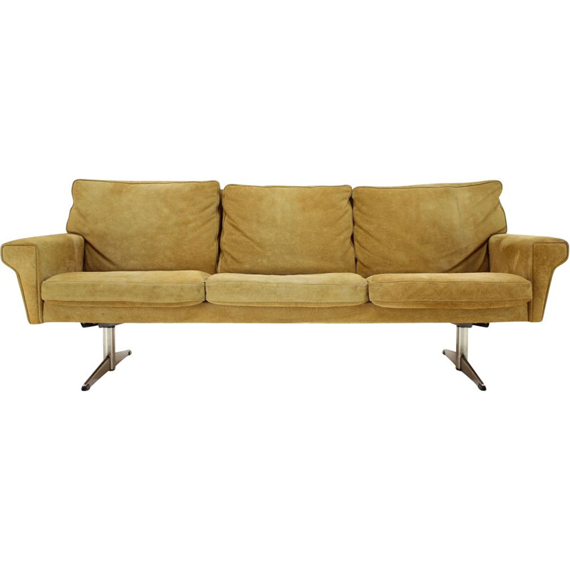 Vintage 3 seater suede leather sofa by Georg Thams, Denmark 1970