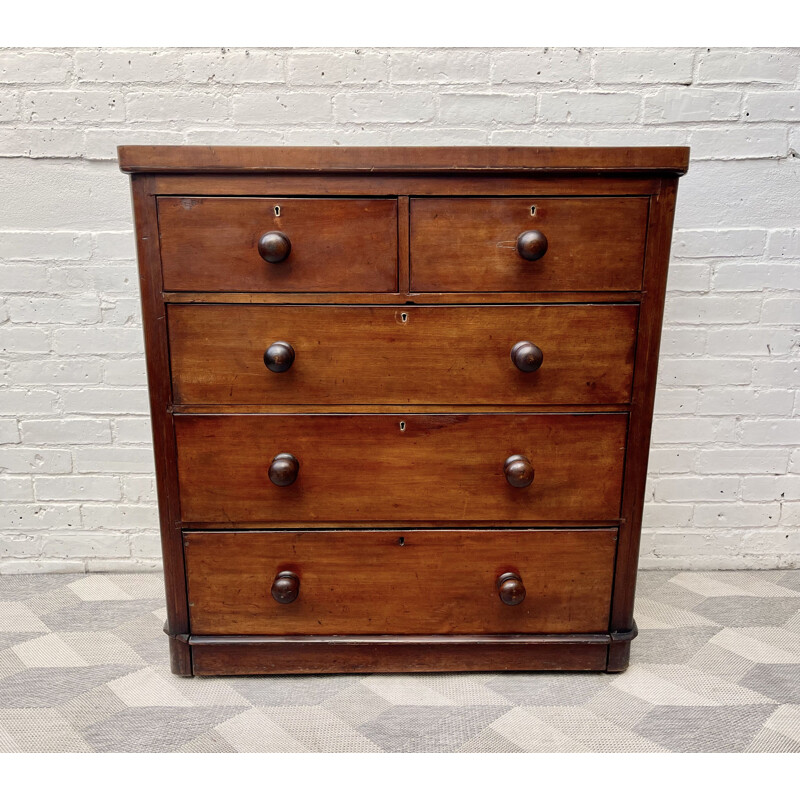 Large vintage Victorian Chest of Bedroom Drawers Mahogany 1890s