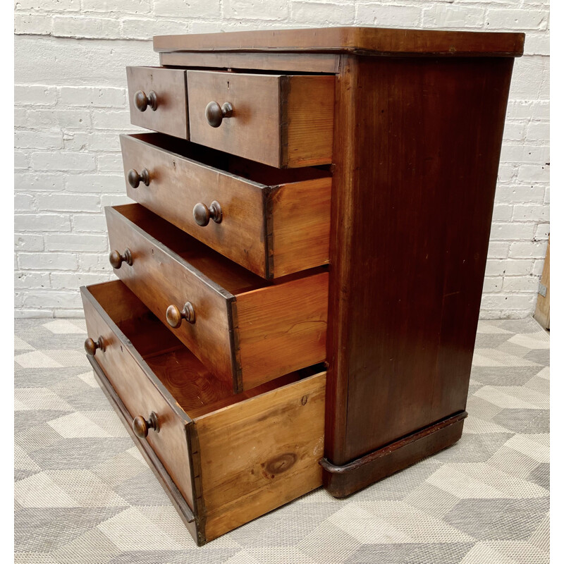 Large vintage Victorian Chest of Bedroom Drawers Mahogany 1890s