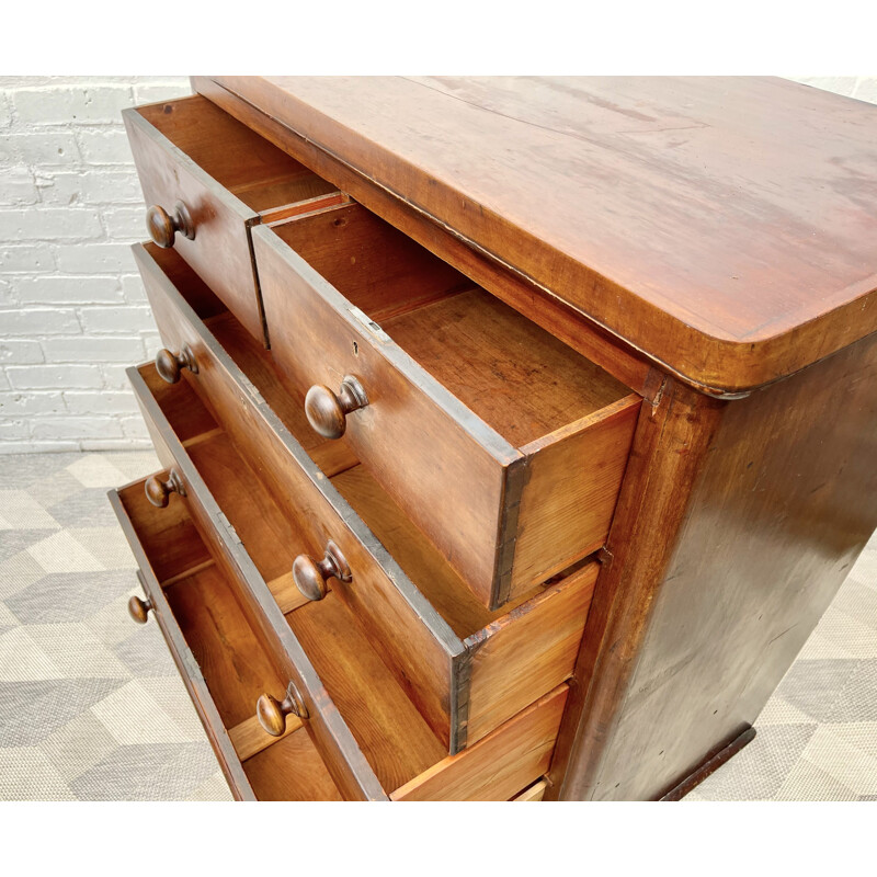 Large vintage Victorian Chest of Bedroom Drawers Mahogany 1890s