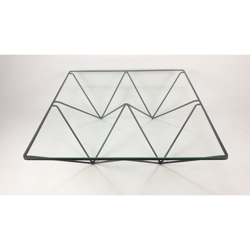 Table basse vintage Paolo Piva en métal avec verre 1980