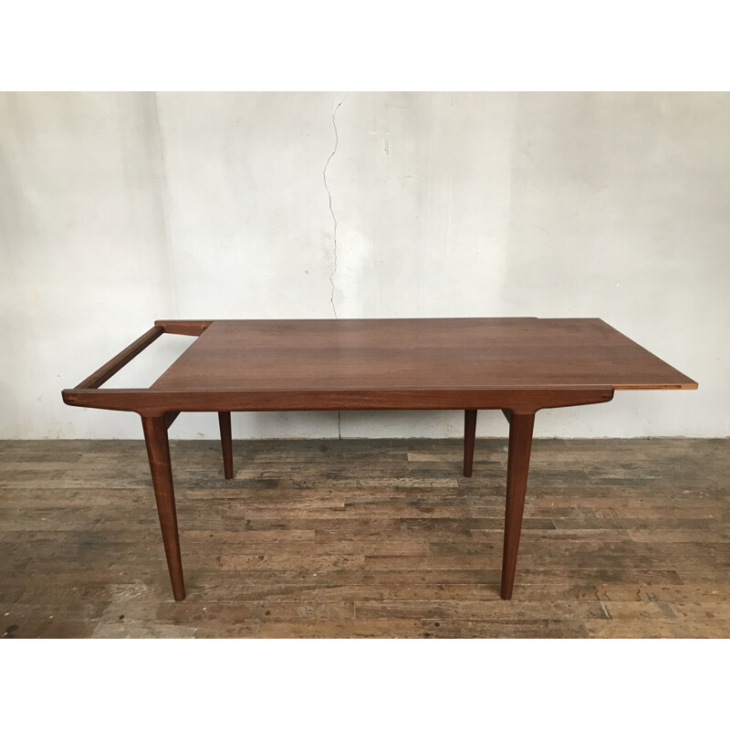 Vintage teak table with tapered legs Scandinavian 1950s