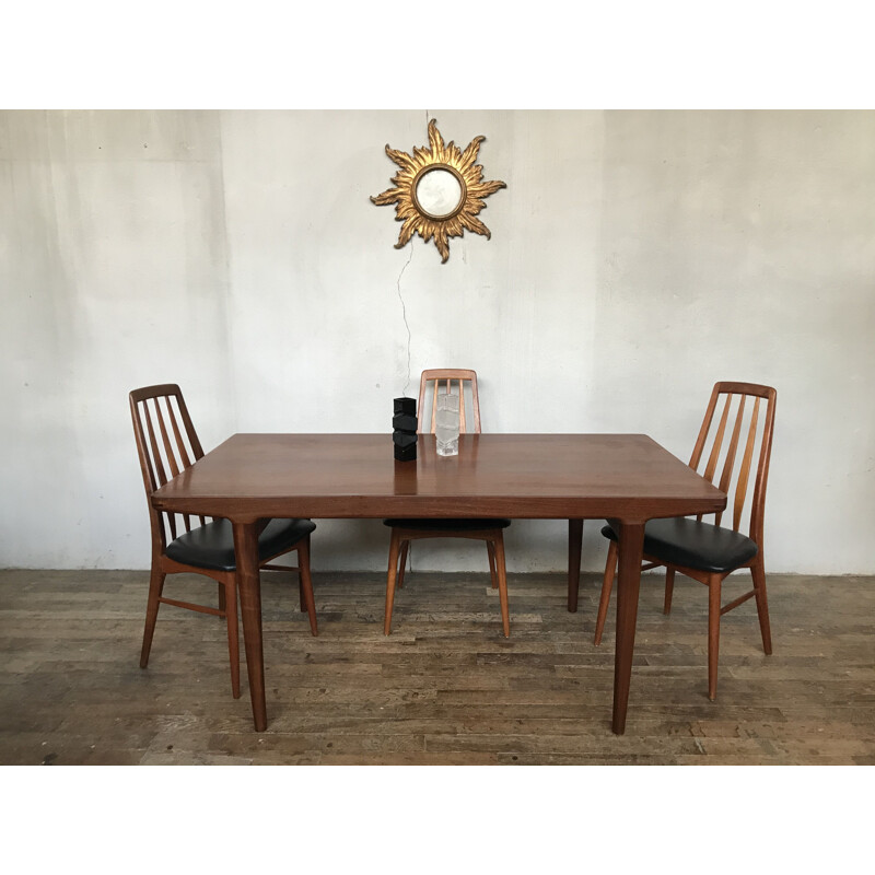 Vintage teak table with tapered legs Scandinavian 1950s