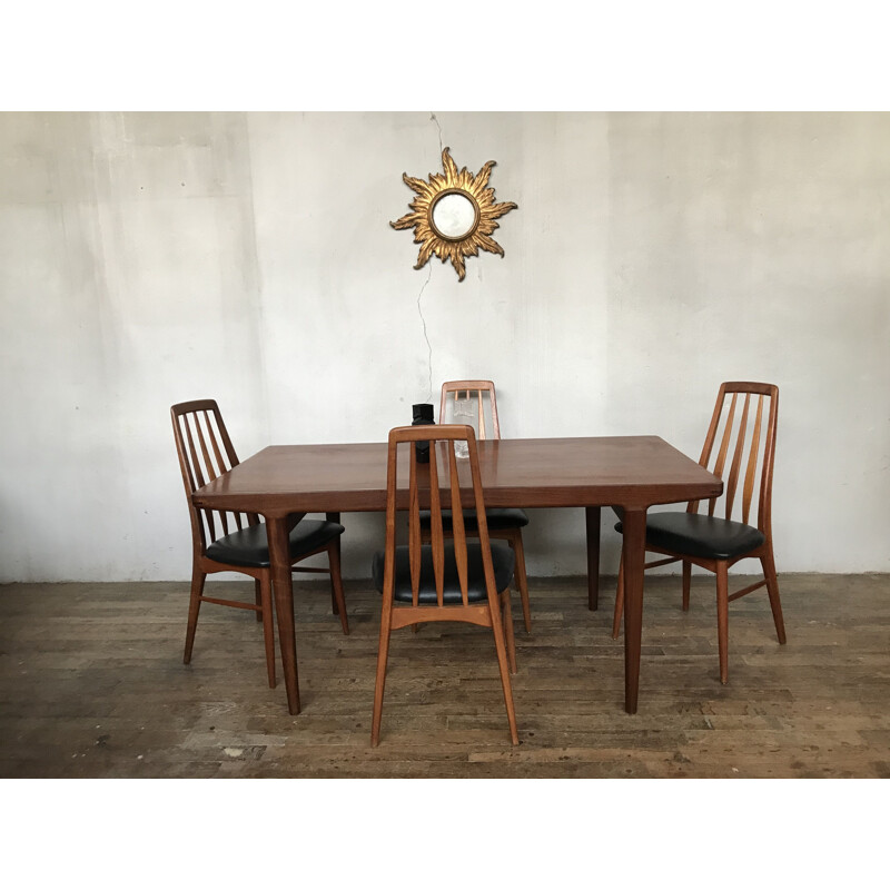 Vintage teak table with tapered legs Scandinavian 1950s