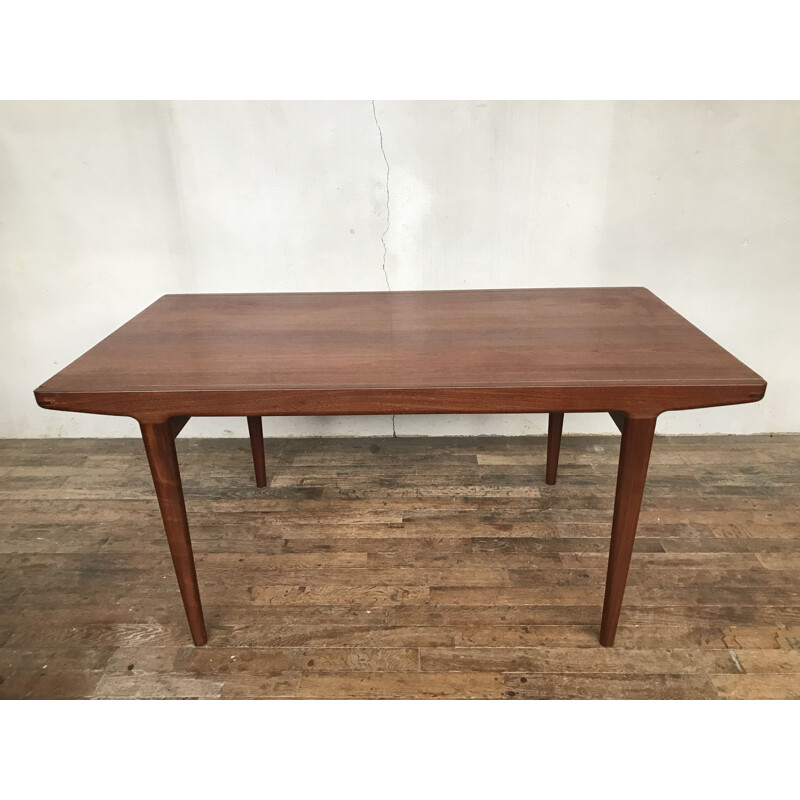 Vintage teak table with tapered legs Scandinavian 1950s