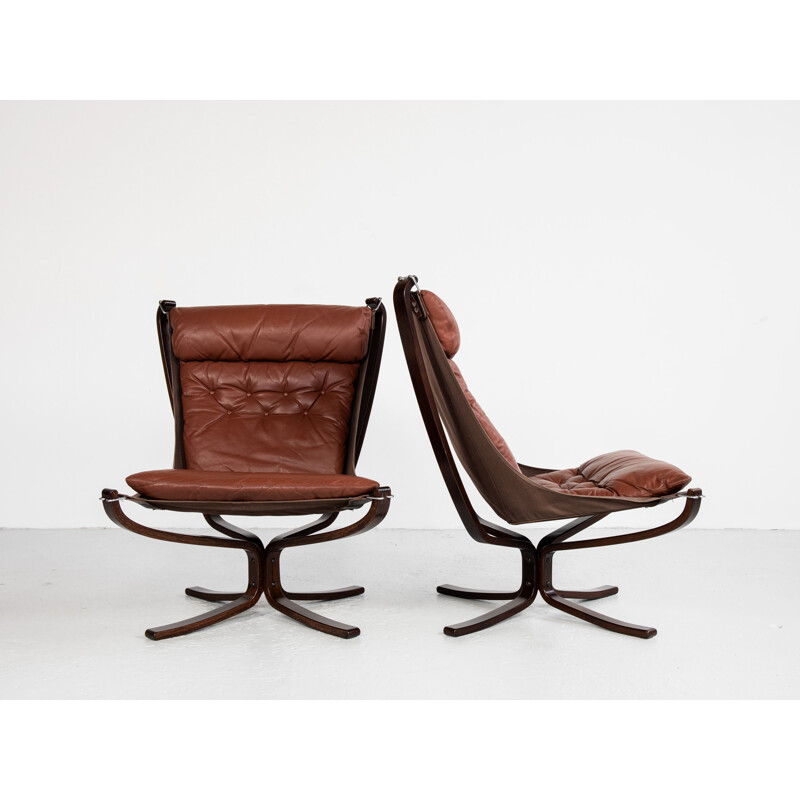 Pair of Midcentury Falcon Chairs by Sigurd Ressell for Vatne Möbler Norway 1970s