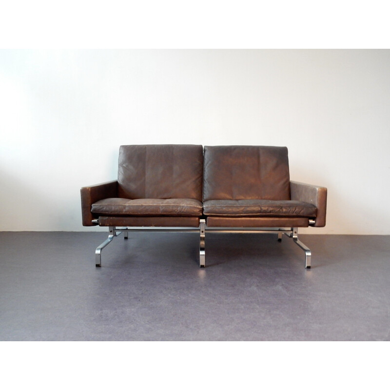 Vintage-Sofa aus braunem Leder von Poul Kjærholm für E. Kold Christensen Dänemark