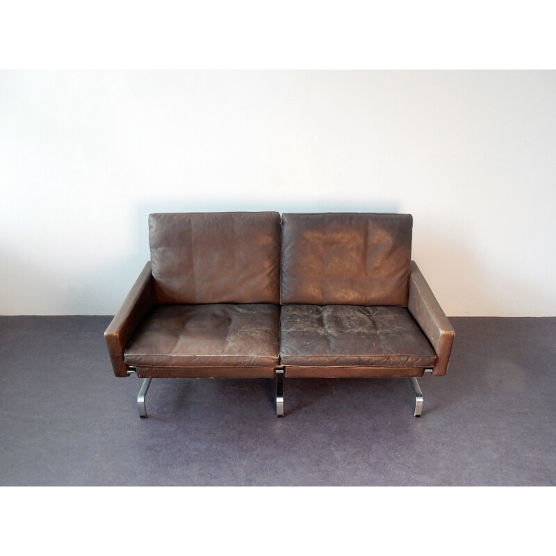 Mid-Century Brown Leather Sofa by Poul Kjærholm for E. Kold Christensen Denmark