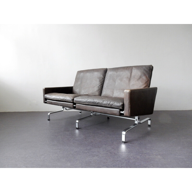 Mid-Century Brown Leather Sofa by Poul Kjærholm for E. Kold Christensen Denmark