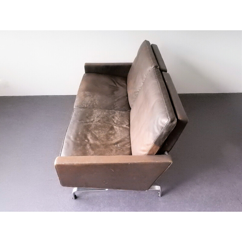 Vintage-Sofa aus braunem Leder von Poul Kjærholm für E. Kold Christensen Dänemark