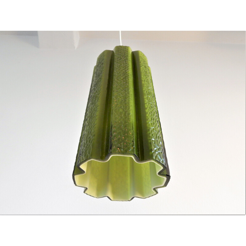 Vintage green glass suspension by Helena Tynell for Flygsfors, Sweden 1960