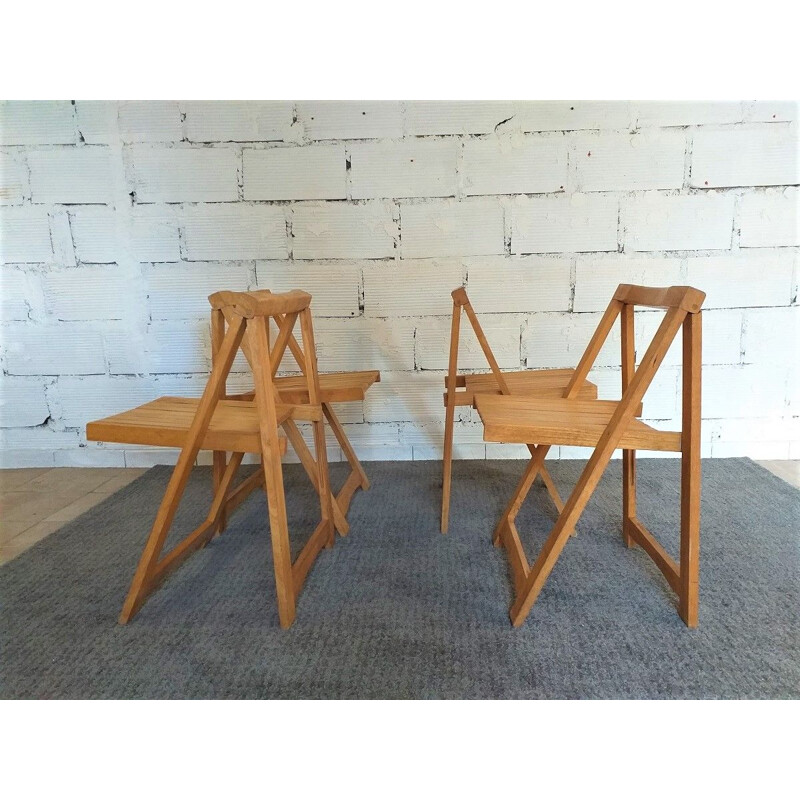 Set of 4 vintage folding chairs Aldo Jacober 1970s