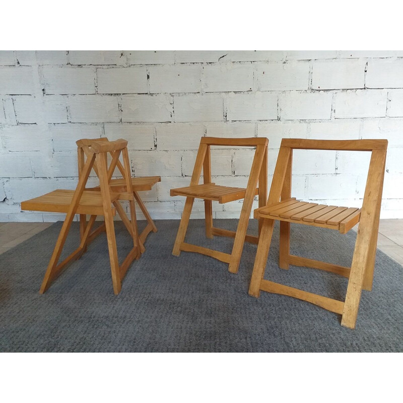Set of 4 vintage folding chairs Aldo Jacober 1970s