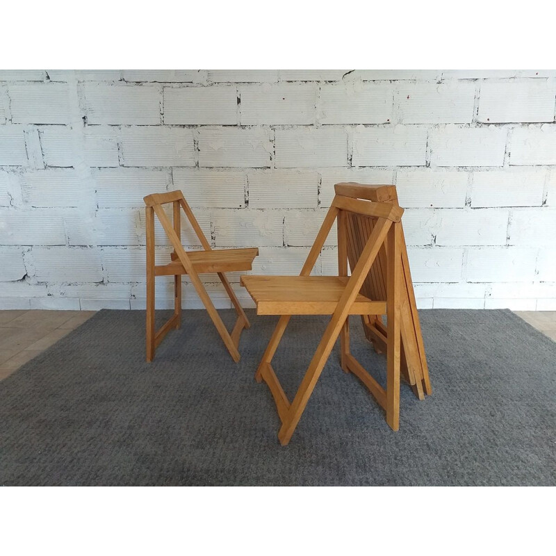 Lot de 4 chaises vintage pliantes Aldo Jacober 1970