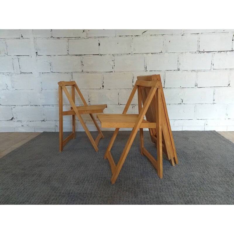 Set of 4 vintage folding chairs Aldo Jacober 1970s