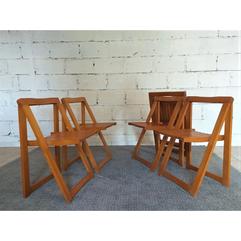 Set of 6 vintage folding chairs Aldo Jacober 1970s