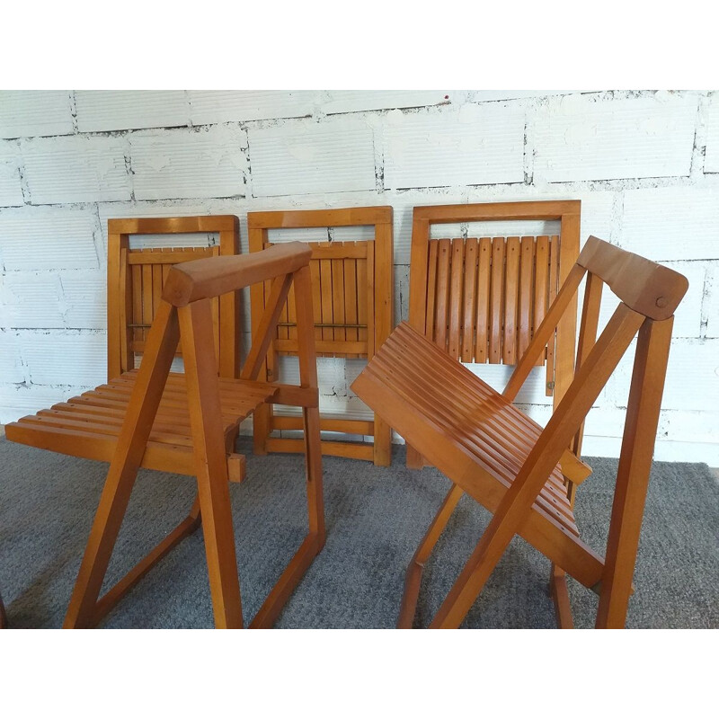Lot de 6 chaises vintage pliantes Aldo Jacober 1970