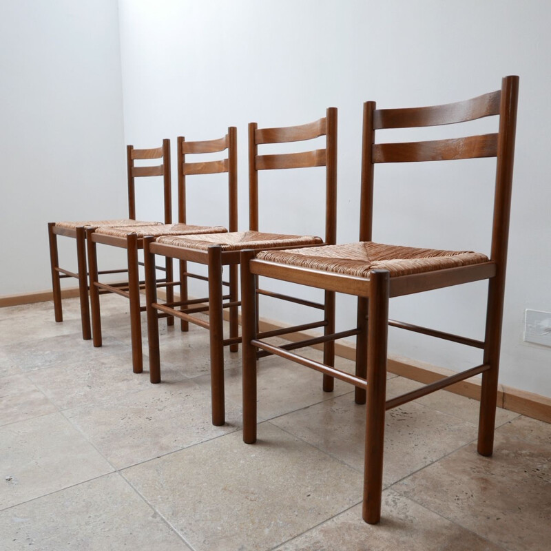 Set of 4 vintage Rush chairs 1960