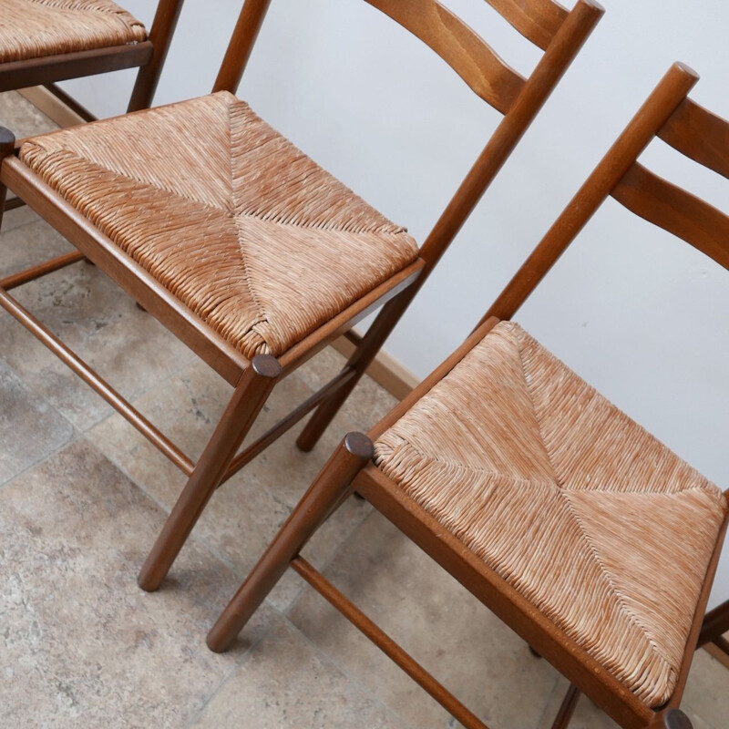 Set of 4 vintage Rush chairs 1960