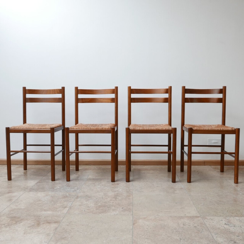 Set of 4 vintage Rush chairs 1960