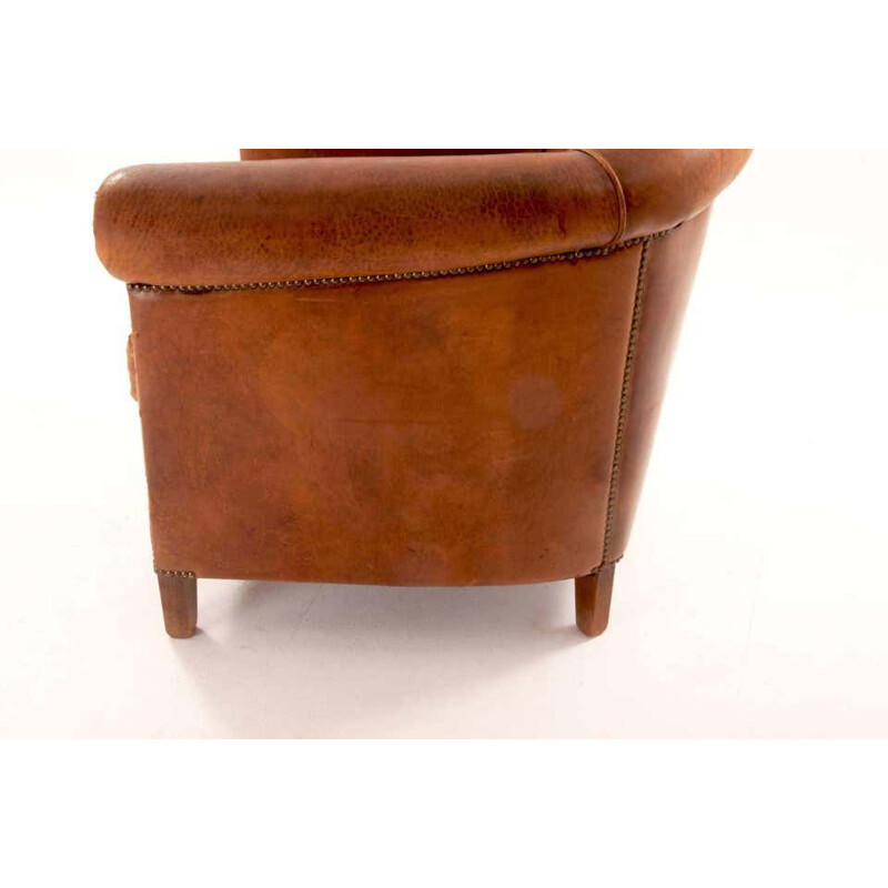 Vintage leather armchair, Dutch 1970