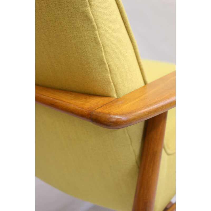 Pair of vintage yellow fabric armchairs by M. Zieliński 1960