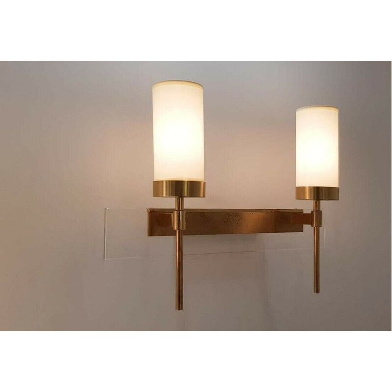 Pair of vintage modernist brass sconces 1960