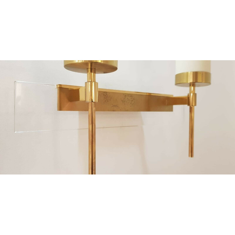 Pair of vintage modernist brass sconces 1960