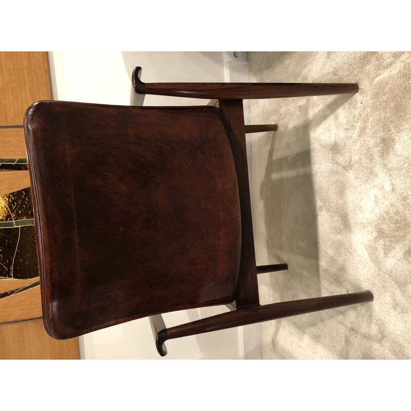 Vintage Diplomat armchair in solid rosewood and leather by Finn Juhl, Danish 1960