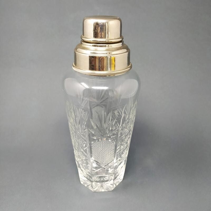 Vintage cut crystal cocktail shaker, Italy 1950