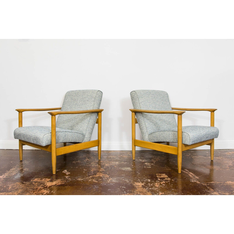 Pair of vintage armchairs GFM-142 by Edmund Homa for Gościcińskie Fabryki Mebli 1960