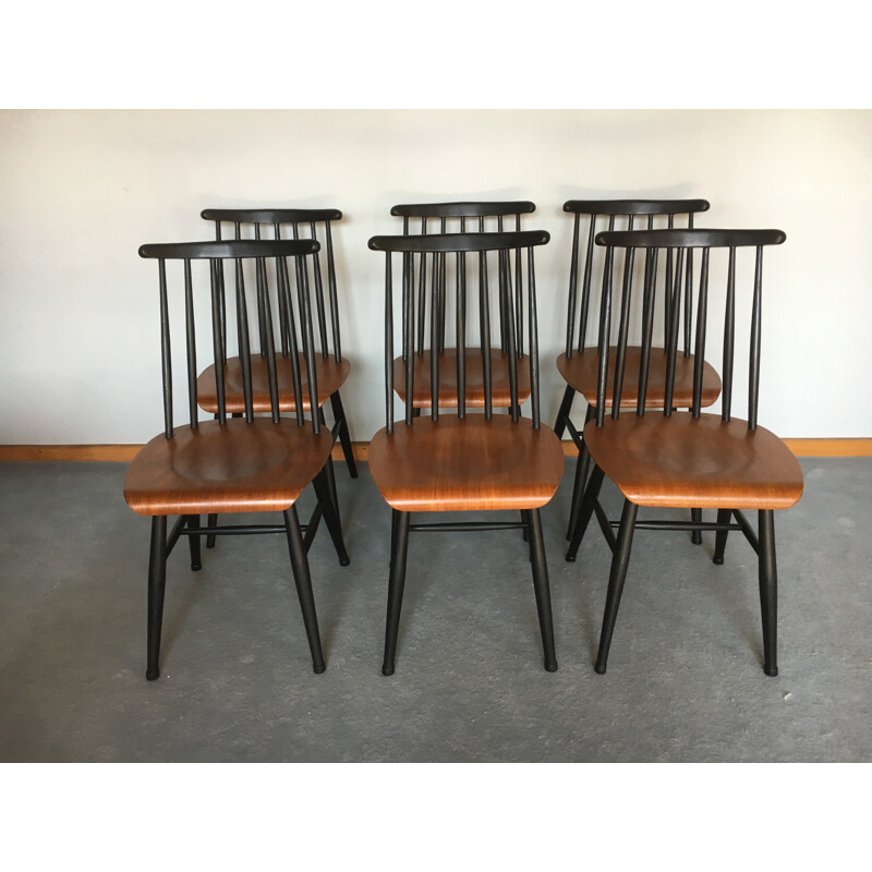 Set of  6 chairs "Fanett" in teak, Ilmari TAPIOVAARA - 1960s