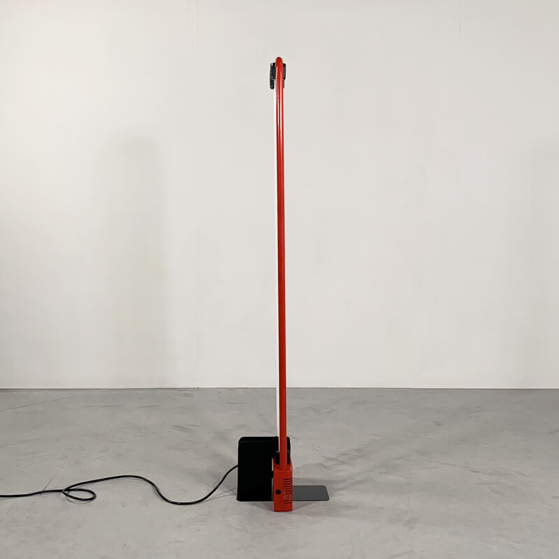 Gian N. Gigante's vintage red fluorescent floor lamp for Zerbetto 1980