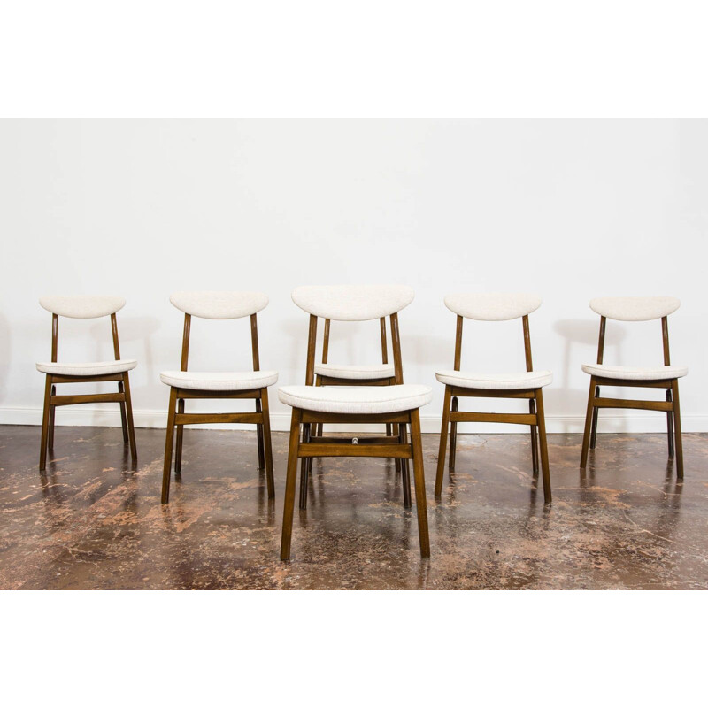 Lot of 7 vintage chairs by Rajmund Teofil Hałas 1960