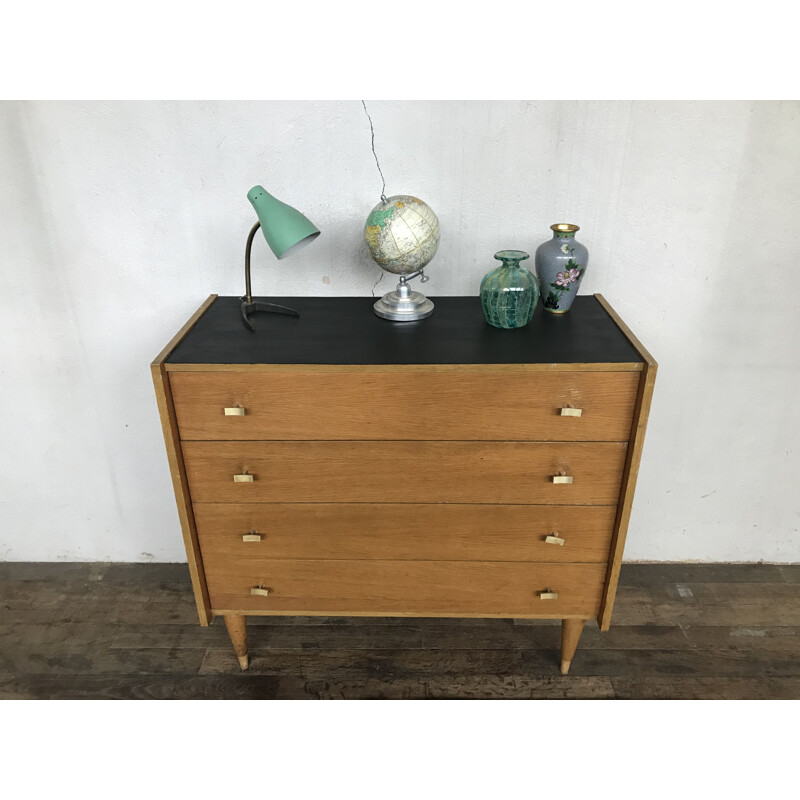 Vintage modernist chest of drawers, French 1950s
