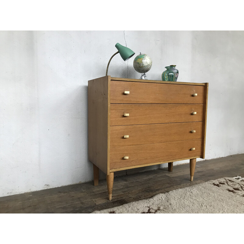 Vintage modernist chest of drawers, French 1950s