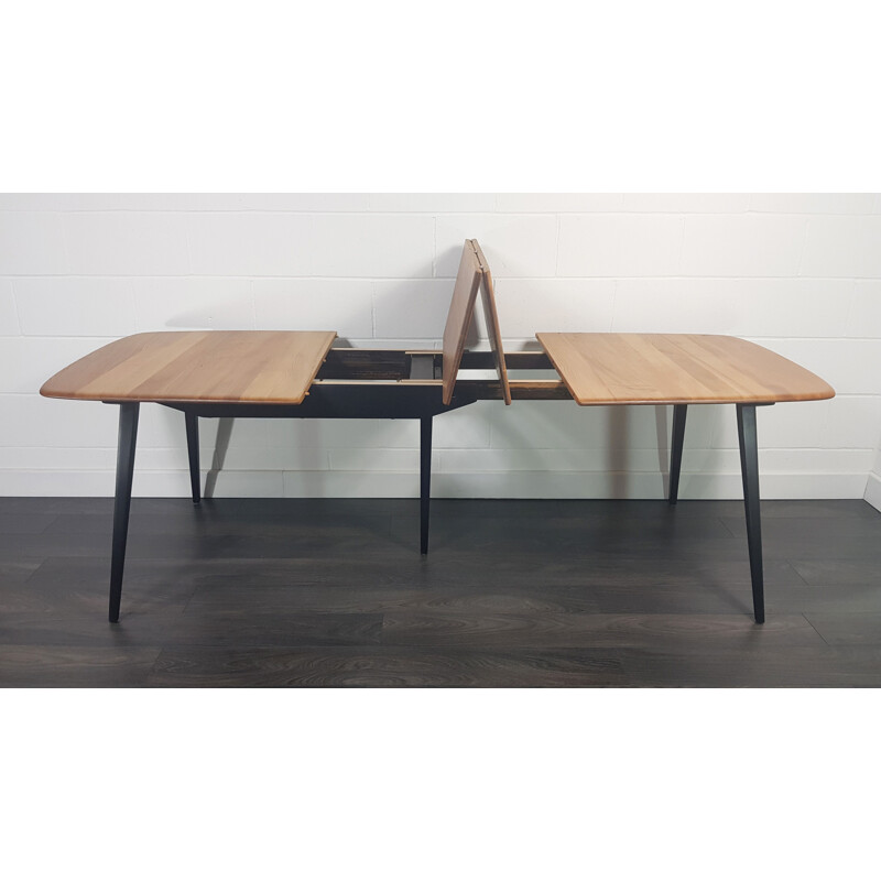 Vintage extensible table with black legs Ercol Grand 1960