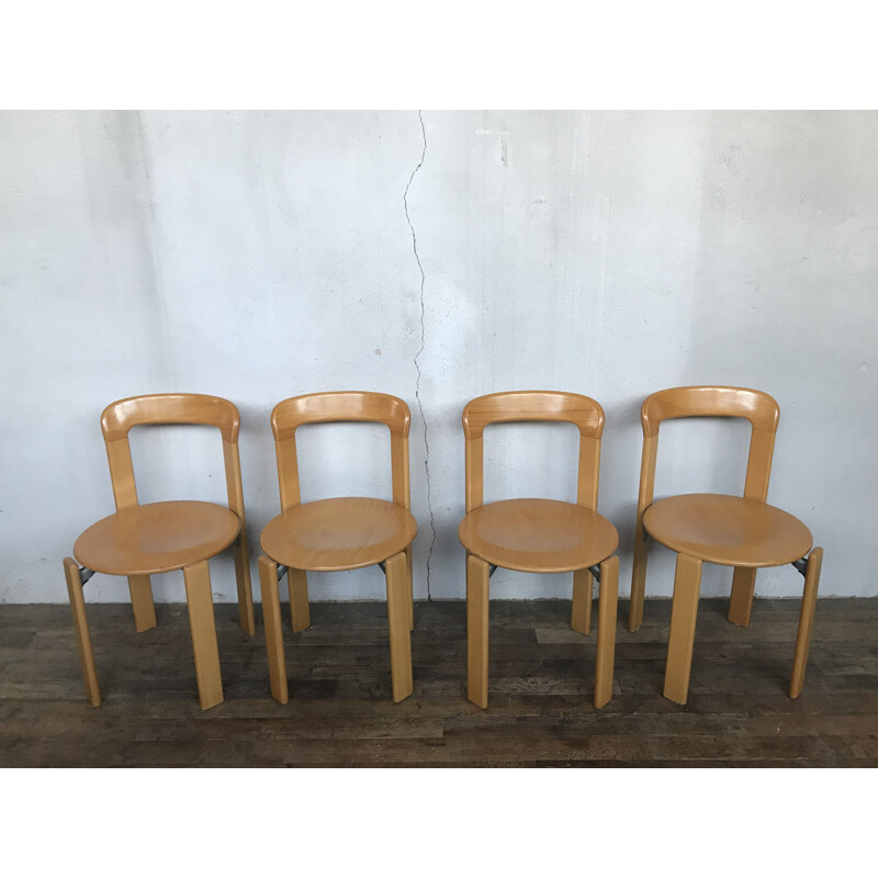 Lot of 4 vintage chairs model 3300 by Bruno Rey for Kusch & Co 1970