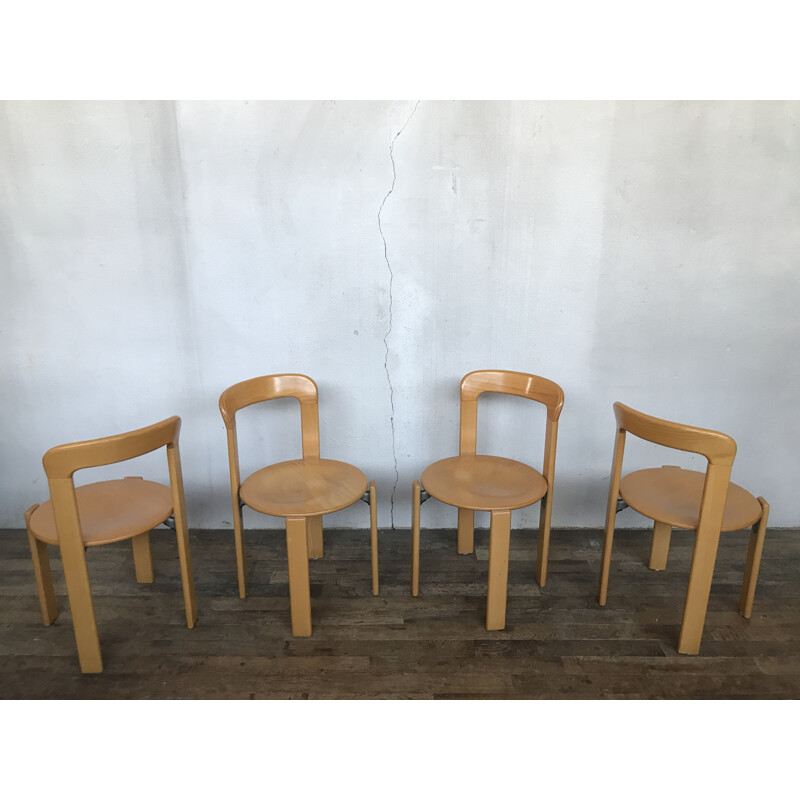 Lot of 4 vintage chairs model 3300 by Bruno Rey for Kusch & Co 1970