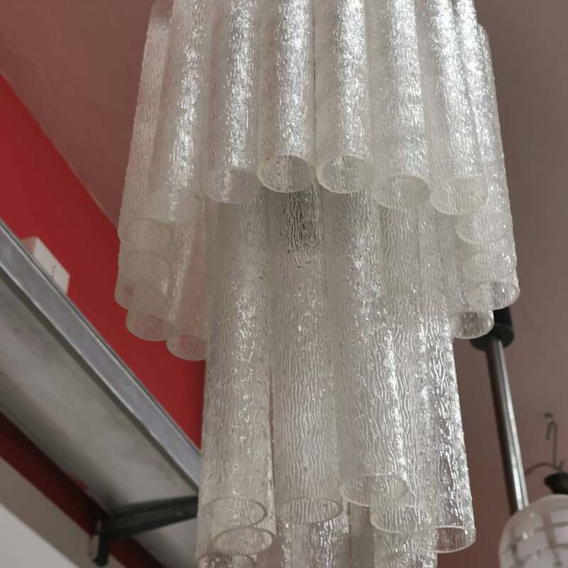 VintageToni Zuccheri for Venini glass tube chandelier 1970s