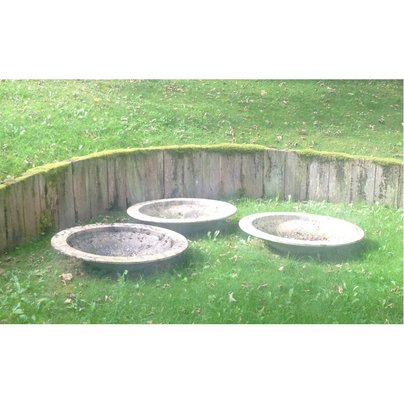 Eternit AG set of 3 whashbasins in concrete, Willy GUHL- 1950s