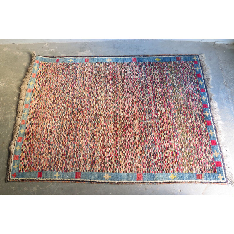 Vintage bluish wool rug, 1950