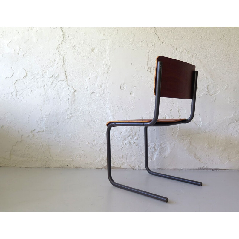 Vintage plywood and metal chair Germany 1950s