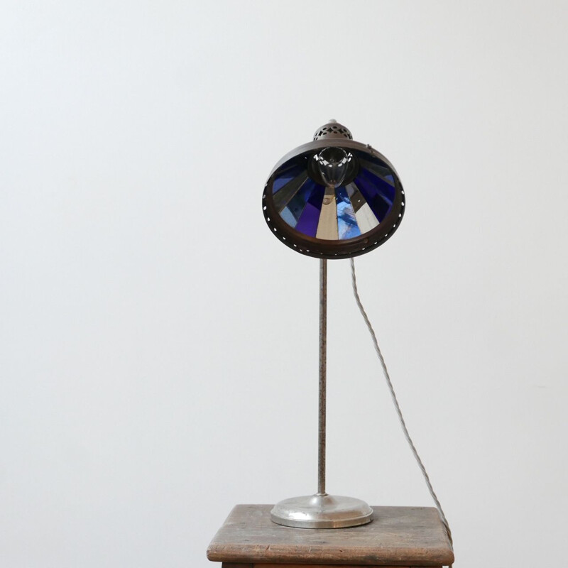 Lampe de table vintage à réflecteur en verre miroir 1920