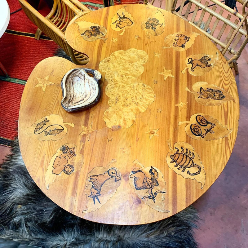 Vintage ashtray table with monaco ceramics incorporated 1960s
