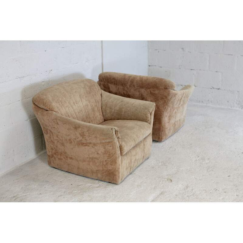 Paire de fauteuils vintage velours 1960