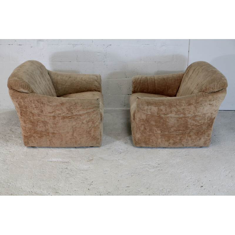 Pair of vintage velvet armchairs 1960s