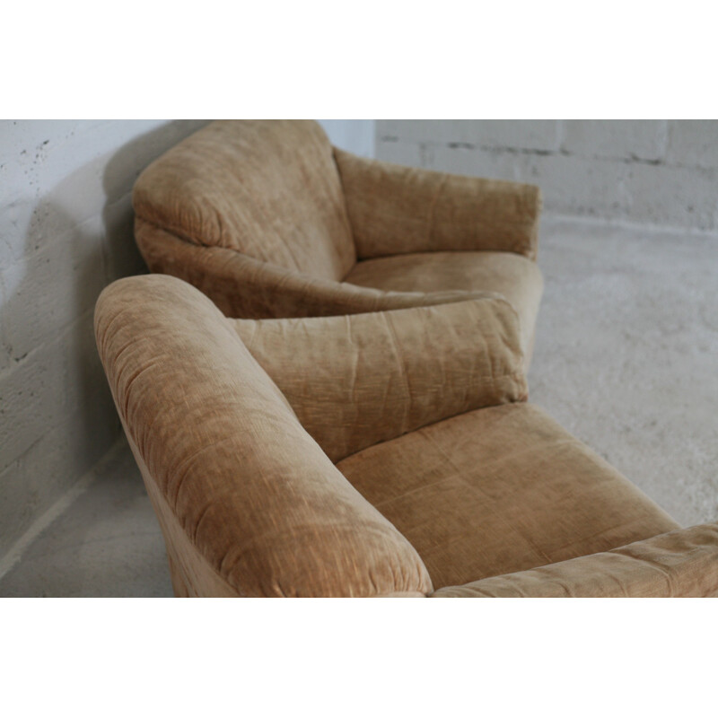 Paire de fauteuils vintage velours 1960