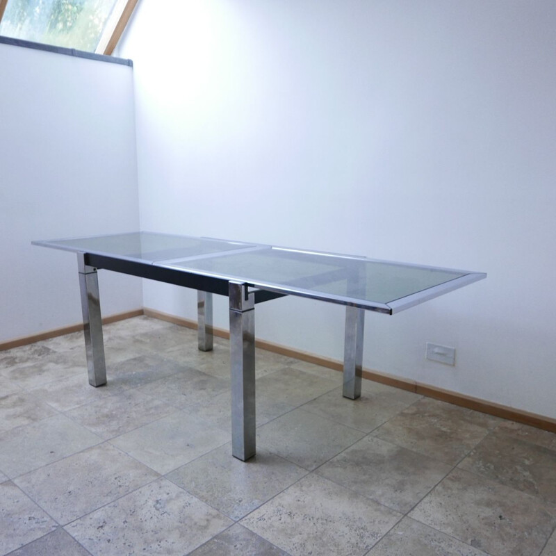 Mid-century Chrome Extendable Dining Table Italian 1960s