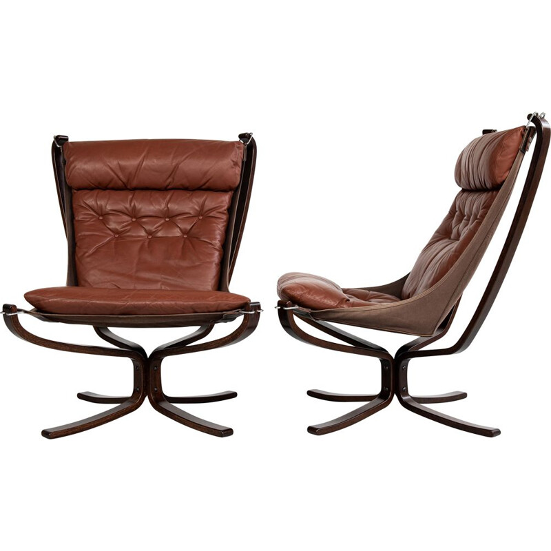 Pair of Midcentury Falcon Chairs by Sigurd Ressell for Vatne Möbler Norway 1970s